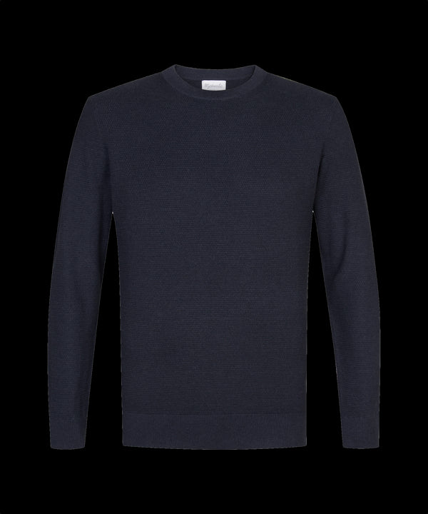 Middennachtblauwe trui met ronde hals en structuur